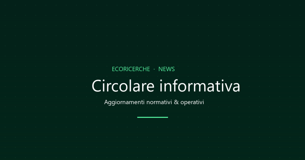 News e circolari Ecoricerche